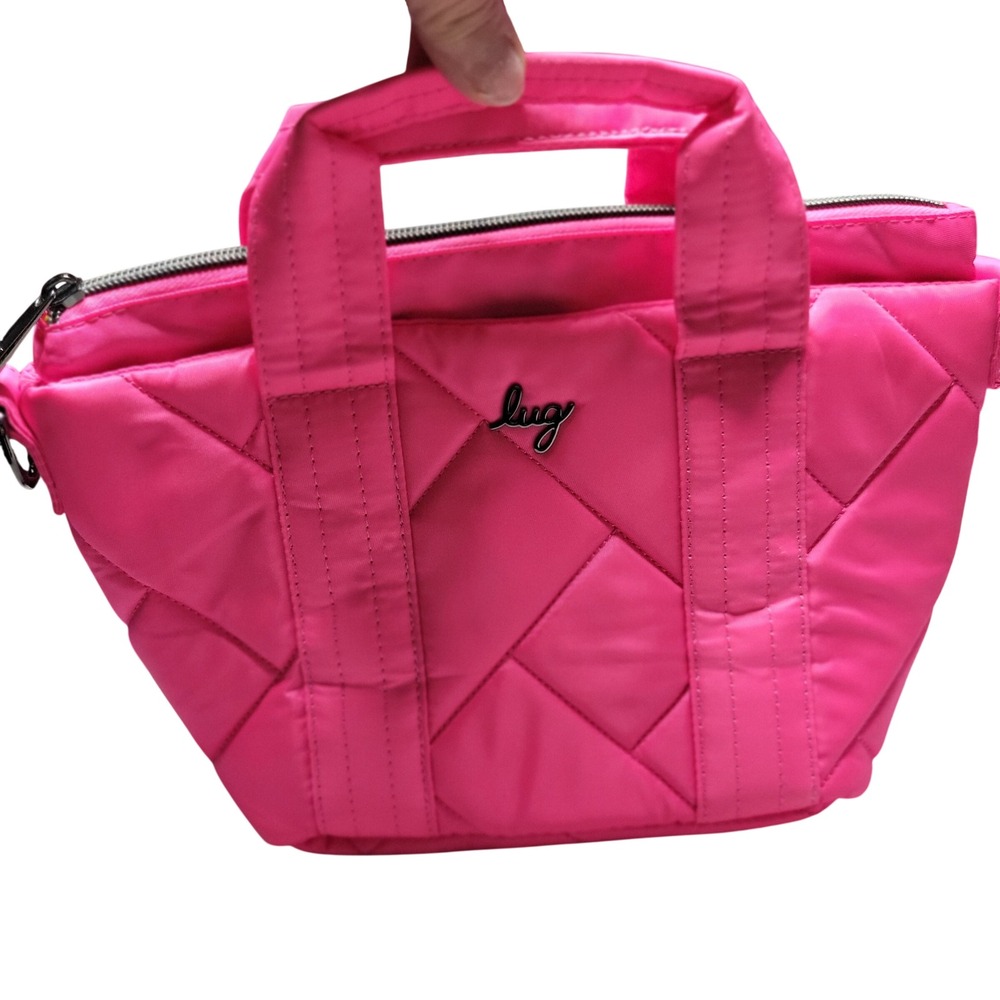 Lug Quilted Dary Mini Tote Bag Neon Pink Zippered Small Handbag